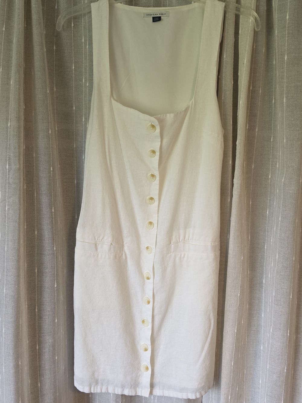 American Eagle Outfitters Cream Button-Front Mini Dress